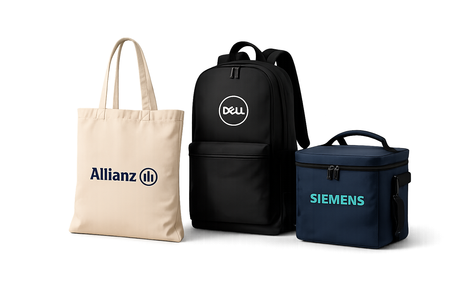 Werbetaschen mit Logo — Baumwolltasche, Rucksack und Kühltasche